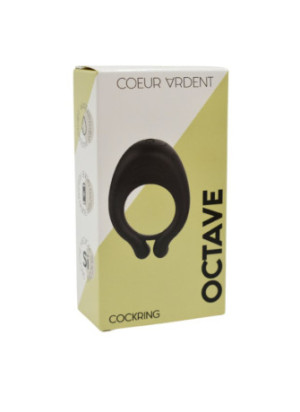 OCTAVE, Cockring Noir dans un silicone médical doux avec 1 mode de vibration - COR035BLK
